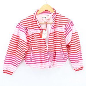 Hunter x Target Windbreaker Jacket Womens Pink Striped Full Zip Size M 7/8 NWT